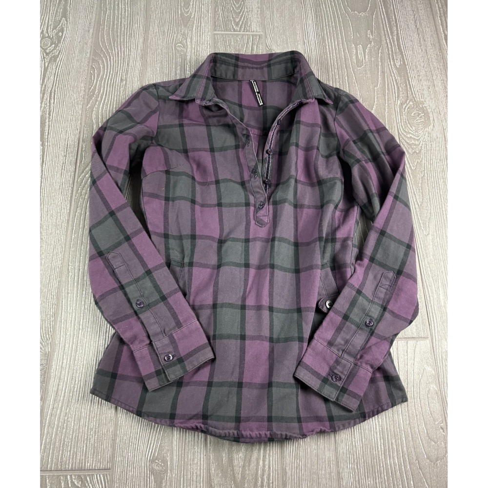 Kuhl Womens Purple Plaid 1/4 Button Up Shirt Long Sleeve XS Casual Woven Top